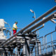 Industriefoto einer Gelände der Nord Stream 2 Anlandestation in Lubmin bei Greifswald, die eine Verbindung zwischen Nord Stream 2 und dem europäischen Erdgas-Pipelinenetz darstellt
